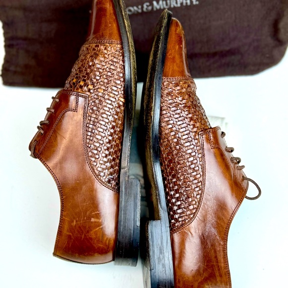 Johnston & Murphy | Woven Leather Brown | Men’s 9 M | Round Toe Oxfords - Picture 9 of 9